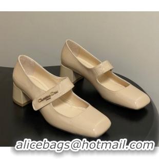 Best Grade Dior Patent Leather Mary Janes Pumps 4cm Nude DR121704 1217071