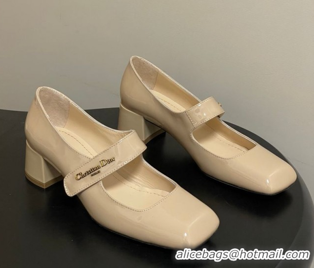 Best Grade Dior Patent Leather Mary Janes Pumps 4cm Nude DR121704 1217071
