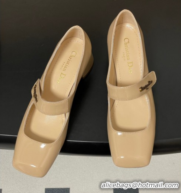 Best Grade Dior Patent Leather Mary Janes Pumps 4cm Nude DR121704 1217071