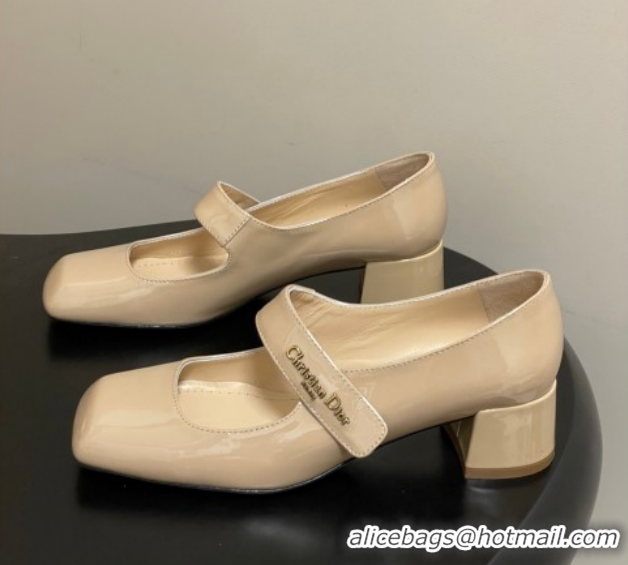 Best Grade Dior Patent Leather Mary Janes Pumps 4cm Nude DR121704 1217071