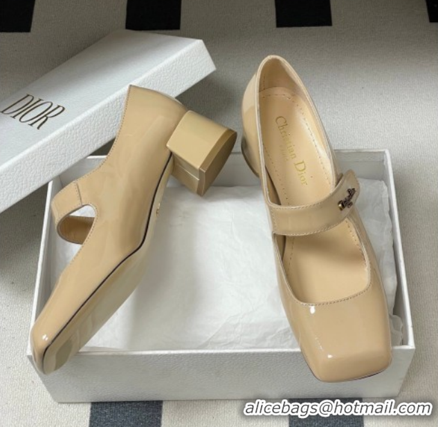 Best Grade Dior Patent Leather Mary Janes Pumps 4cm Nude DR121704 1217071