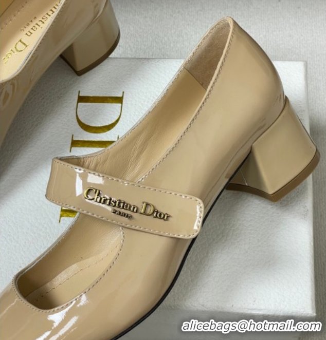 Best Grade Dior Patent Leather Mary Janes Pumps 4cm Nude DR121704 1217071