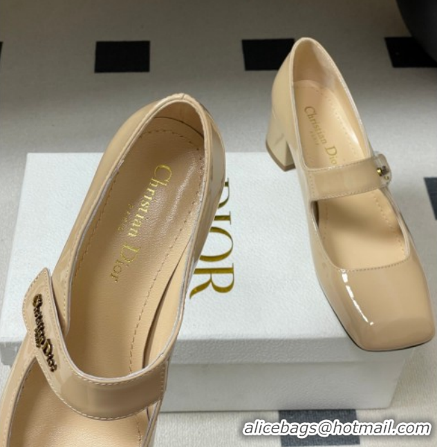 Best Grade Dior Patent Leather Mary Janes Pumps 4cm Nude DR121704 1217071