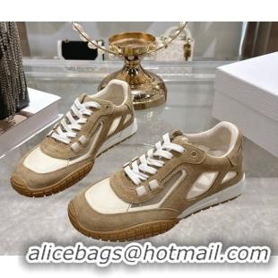 Grade Quality Dior Tech Sneakers in Suede Leather and Transparent Mesh Brown 1217073