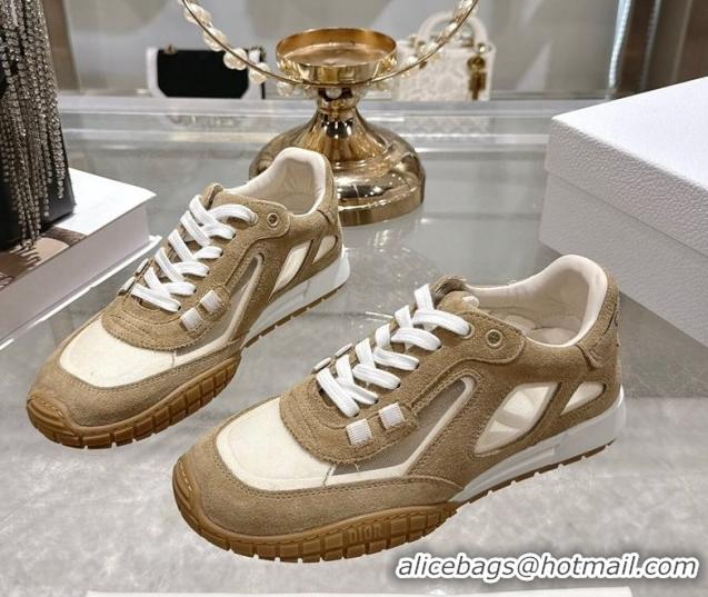 Grade Quality Dior Tech Sneakers in Suede Leather and Transparent Mesh Brown 1217073