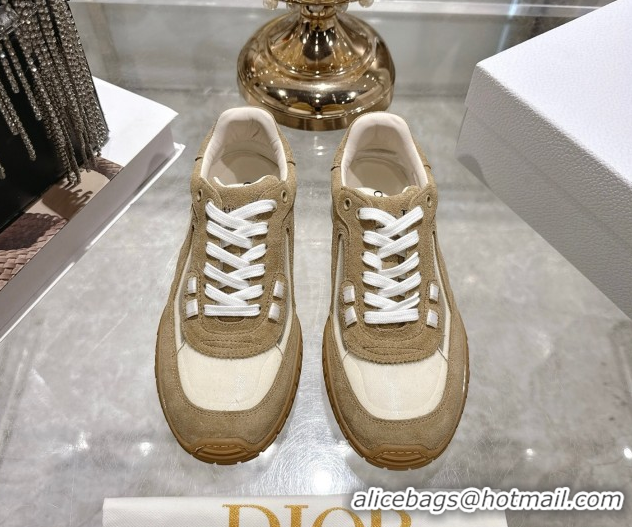 Grade Quality Dior Tech Sneakers in Suede Leather and Transparent Mesh Brown 1217073