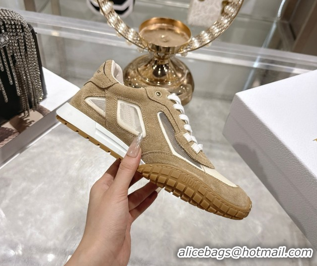 Grade Quality Dior Tech Sneakers in Suede Leather and Transparent Mesh Brown 1217073