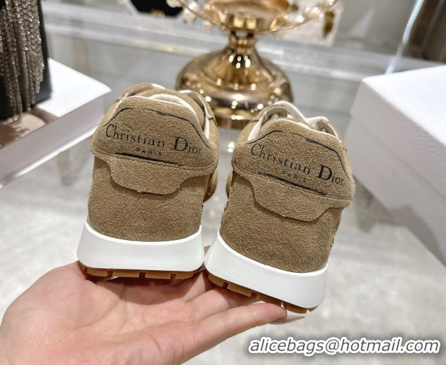 Grade Quality Dior Tech Sneakers in Suede Leather and Transparent Mesh Brown 1217073