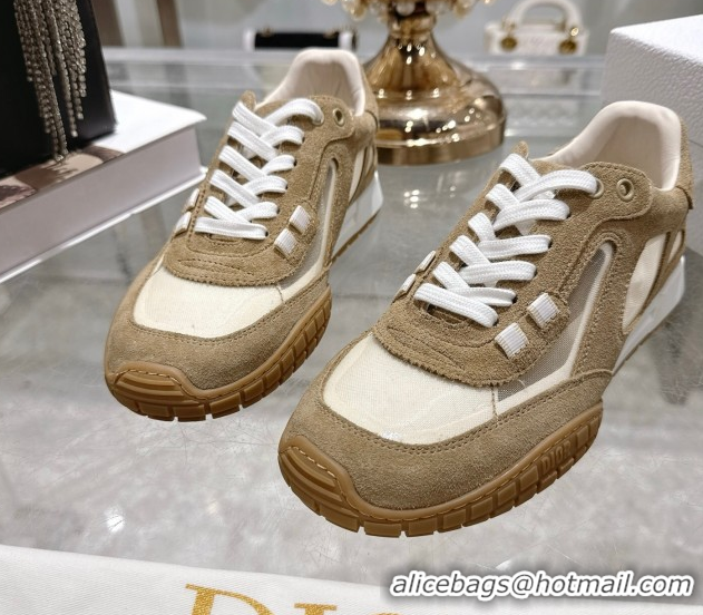 Grade Quality Dior Tech Sneakers in Suede Leather and Transparent Mesh Brown 1217073
