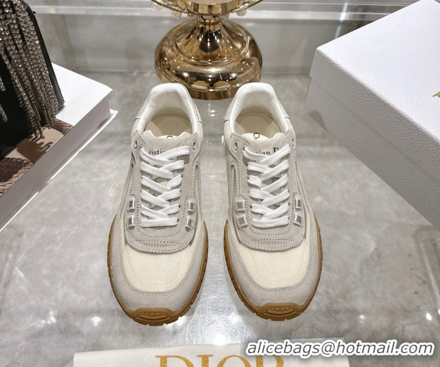 Purchase Dior Tech Sneakers in Suede Leather and Transparent Mesh Grey 1217074