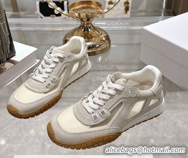 Purchase Dior Tech Sneakers in Suede Leather and Transparent Mesh Grey 1217074