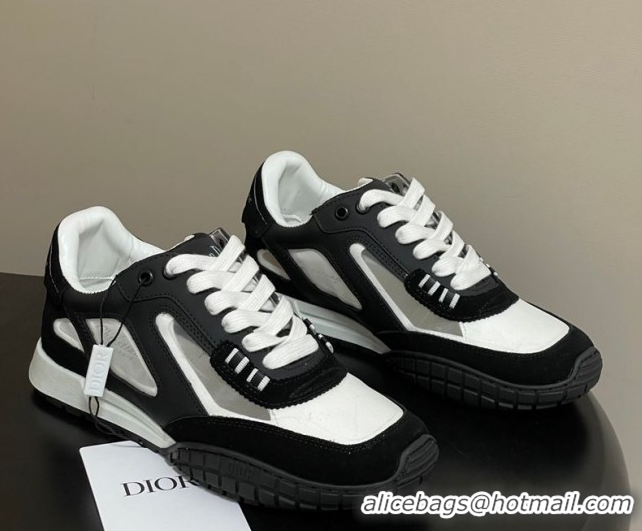Unique Style Dior Tech Sneakers in Calfskin with Suede and Transparent Mesh Black 1217077