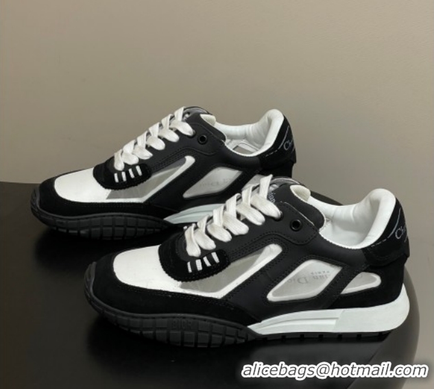 Unique Style Dior Tech Sneakers in Calfskin with Suede and Transparent Mesh Black 1217077