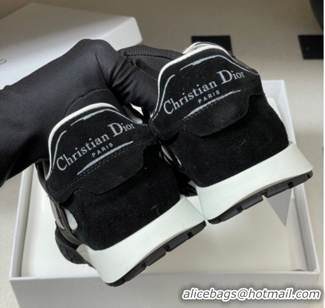 Unique Style Dior Tech Sneakers in Calfskin with Suede and Transparent Mesh Black 1217077