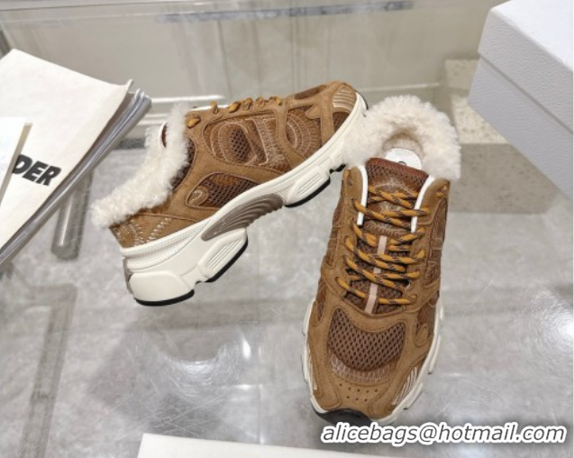 Low Price Dior Chrono Sneaker Mules in Suede and Mesh Camel Brown 1217079
