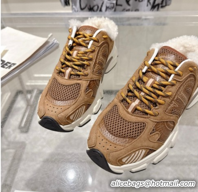 Low Price Dior Chrono Sneaker Mules in Suede and Mesh Camel Brown 1217079