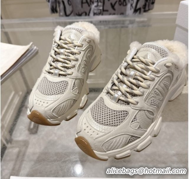 Best Product Dior Chrono Sneaker Mules in Leather-Effect and Mesh Grey 1217080