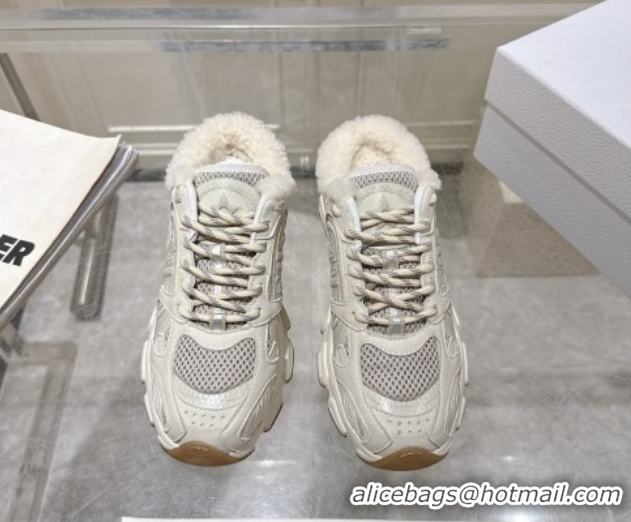 Best Product Dior Chrono Sneaker Mules in Leather-Effect and Mesh Grey 1217080