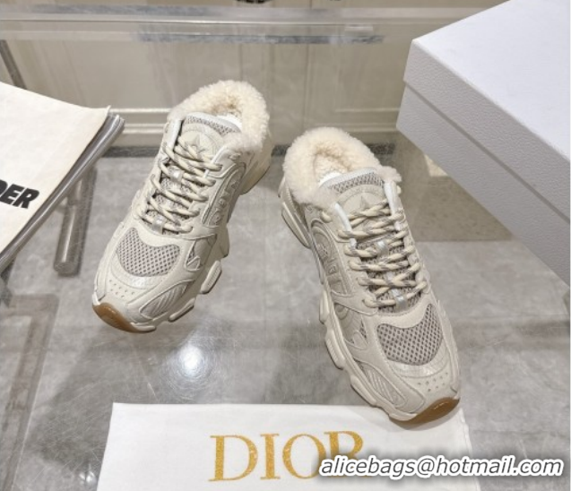 Best Product Dior Chrono Sneaker Mules in Leather-Effect and Mesh Grey 1217080
