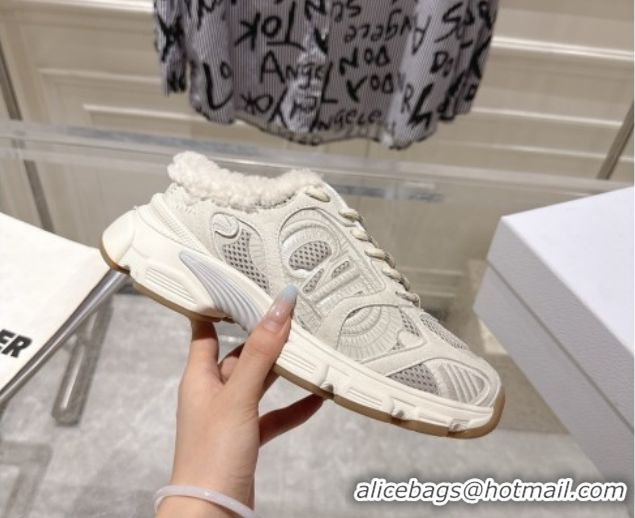 Best Product Dior Chrono Sneaker Mules in Leather-Effect and Mesh Grey 1217080