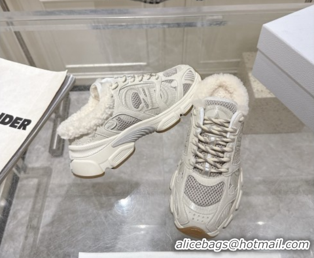 Best Product Dior Chrono Sneaker Mules in Leather-Effect and Mesh Grey 1217080