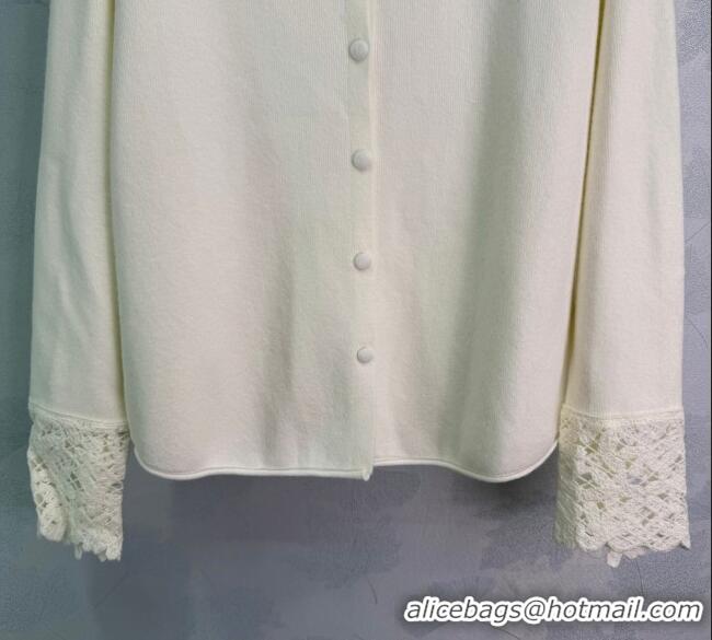 Buy Inexpensive Miu Miu Wool Cardigan with Crochet MM122513 White 2025