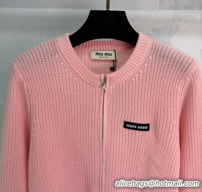 Unique Grade Miu Miu Wool Knit Cardigan MM122514 Pink 2025