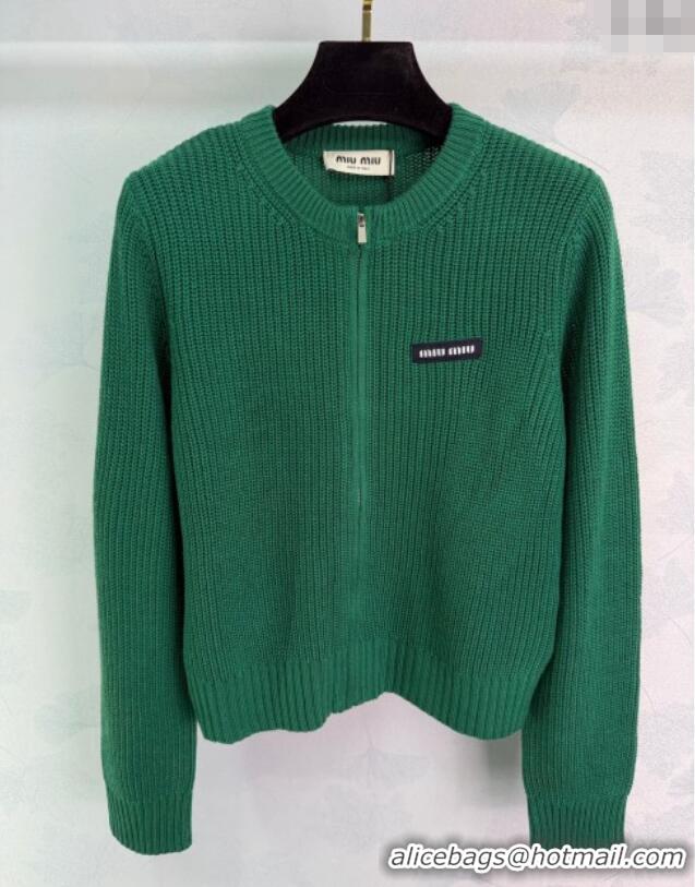 Unique Grade Miu Miu Wool Knit Cardigan MM122514 Green 2025