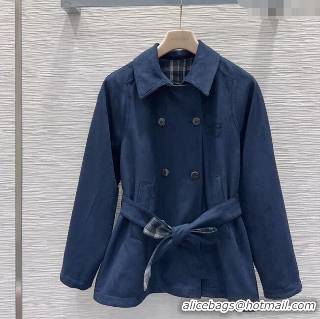 Famous Brand Miu Miu Reversible Coat MM122515 Blue 2025