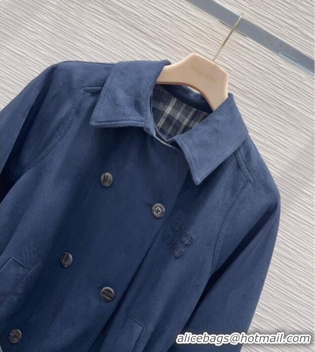 Famous Brand Miu Miu Reversible Coat MM122515 Blue 2025