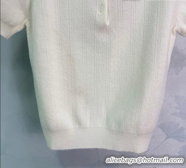 Promotional Miu Miu Cashmere Silk Polo Shirt MM122516 White 2025