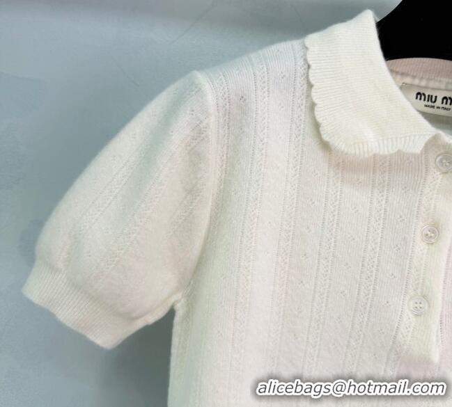 Promotional Miu Miu Cashmere Silk Polo Shirt MM122516 White 2025