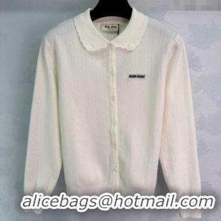 Good Quality Miu Miu Cashmere Silk Cardigan MM122516 White 2025