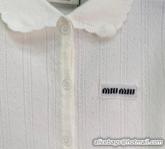 Good Quality Miu Miu Cashmere Silk Cardigan MM122516 White 2025