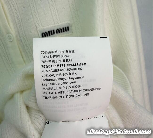Good Quality Miu Miu Cashmere Silk Cardigan MM122516 White 2025