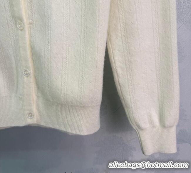 Good Quality Miu Miu Cashmere Silk Cardigan MM122516 White 2025