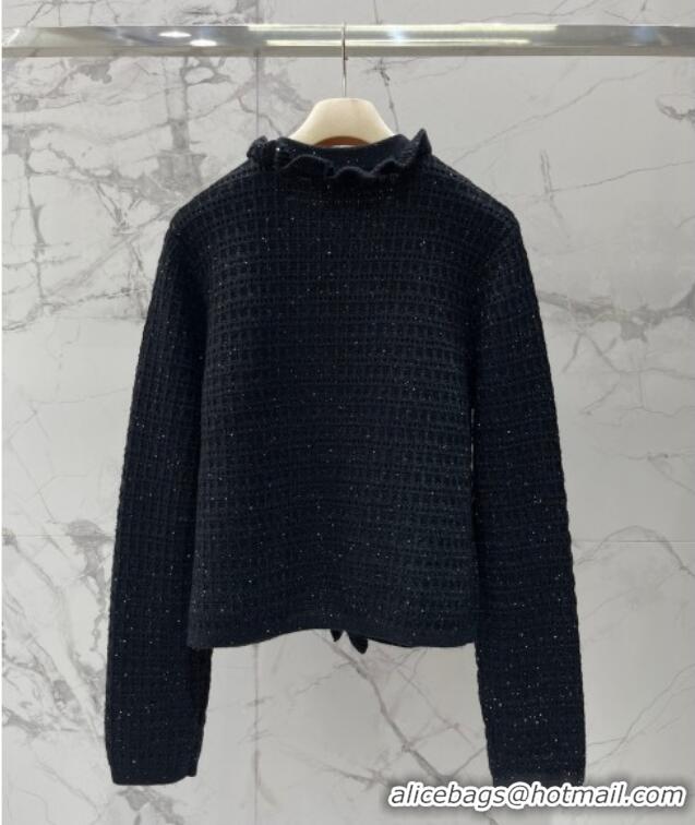 Top Grade Miu Miu Ruffled Cardigan MM122516 Black 2025
