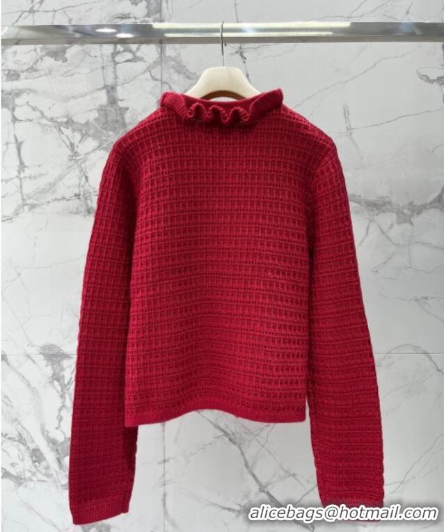 Big Discount Miu Miu Ruffled Cardigan MM122516 Red 2025