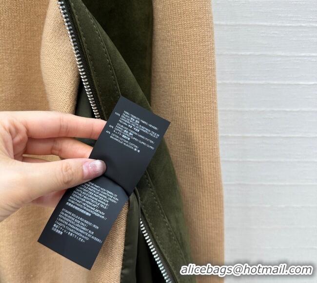 Top Quality Miu Miu Sheepskin Suede Jacket MM122517 Green/Beige 2025