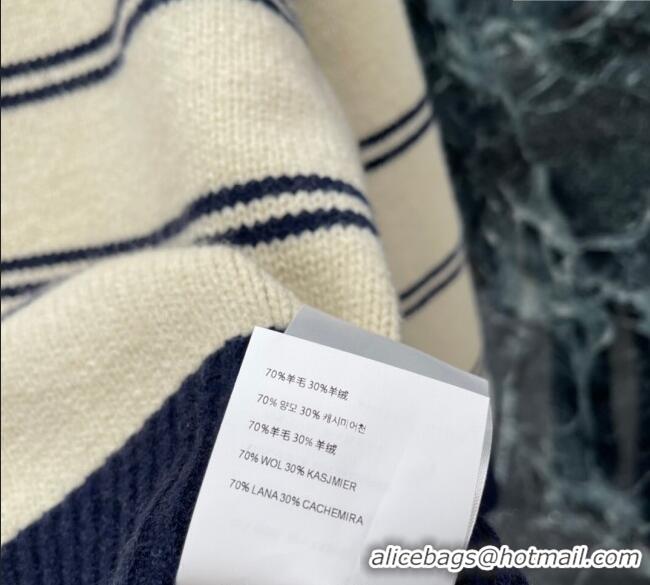 Luxury Discount Miu Miu Wool Cashmere Striped Sweater MM122518 White 2025