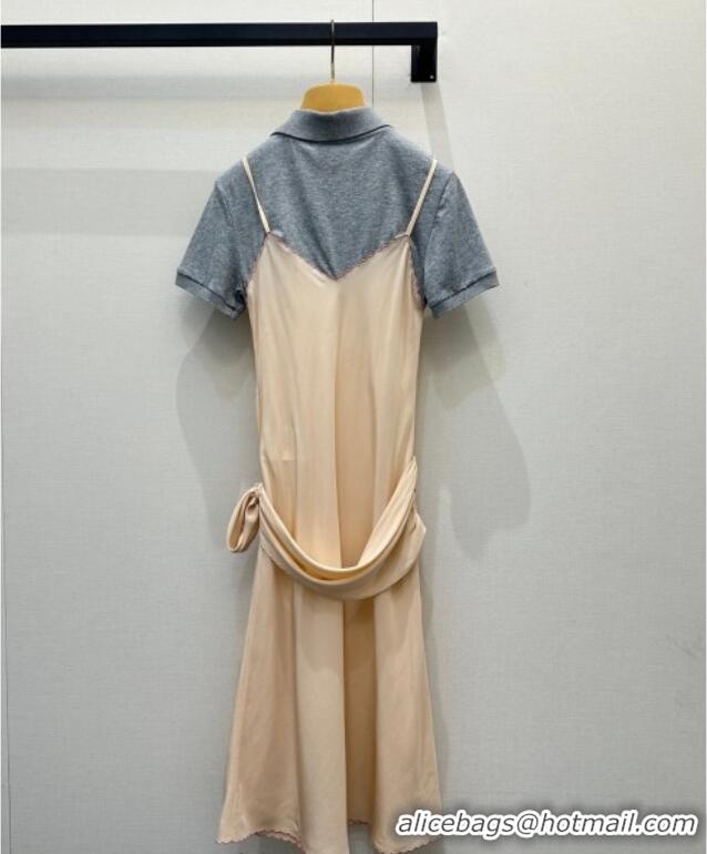 Trendy Design Miu Miu Cotton and Silk Polo Shirt Dress MM122519 Grey/Nude 2025