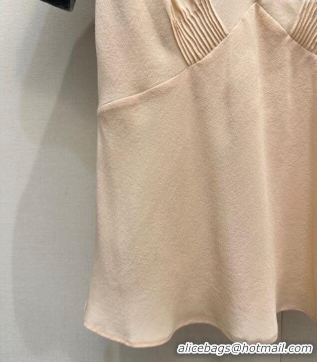 Famous Brand Miu Miu Cotton and Silk Polo Shirt MM122519 Grey/Nude 2025