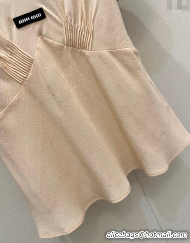 Famous Brand Miu Miu Cotton and Silk Polo Shirt MM122519 Grey/Nude 2025