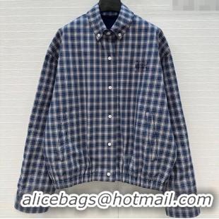 Best Price Miu Miu Cotton Plaid Jacket MM122520 Blue 2025