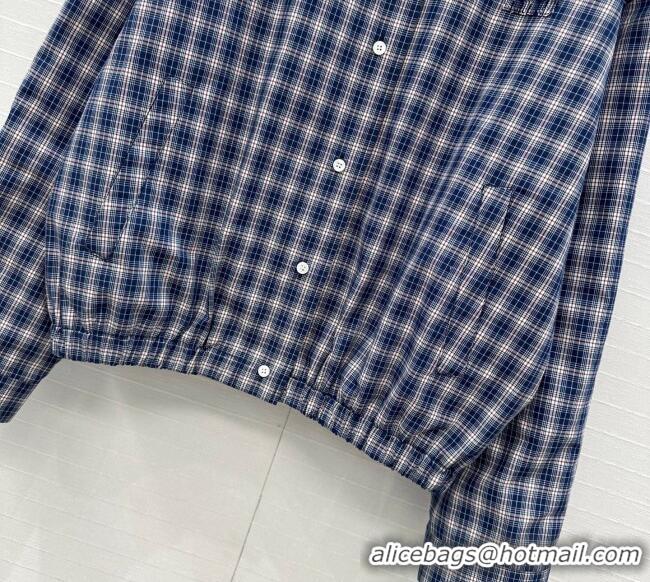 Best Price Miu Miu Cotton Plaid Jacket MM122520 Blue 2025