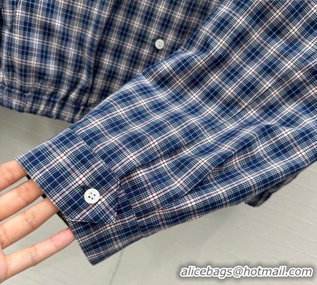 Best Price Miu Miu Cotton Plaid Jacket MM122520 Blue 2025