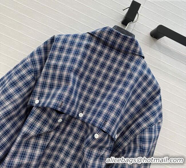 Best Price Miu Miu Cotton Plaid Jacket MM122520 Blue 2025