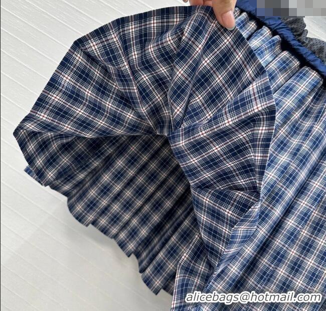 Top Grade Miu Miu Cotton Plaid Mini Skirt MM122520 Blue 2025