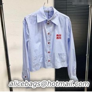 Top Quality Miu Miu Plaid Shirt MM122522 Blue/Red 2025