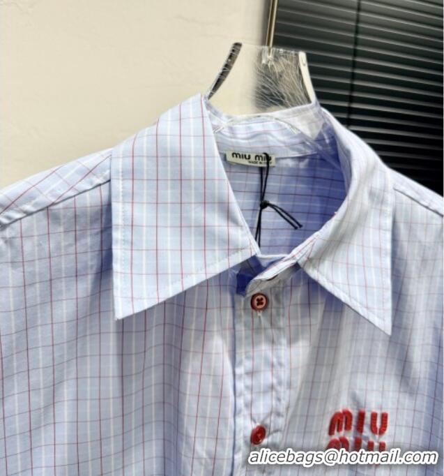 Top Quality Miu Miu Plaid Shirt MM122522 Blue/Red 2025